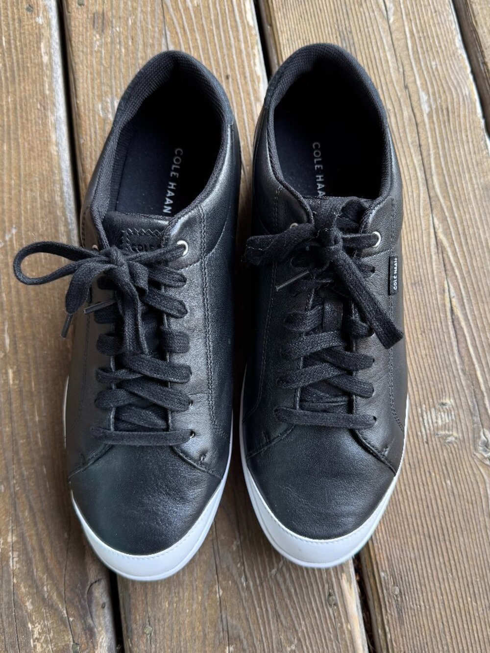 Cole Haan Grand OS Black Leather Carly Lace Up Sneakers - Women's 9.5B